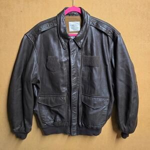 Avirex Vintage 90's Made In USA DSCP Type A-2 Leather Flight Jacket Size 46L